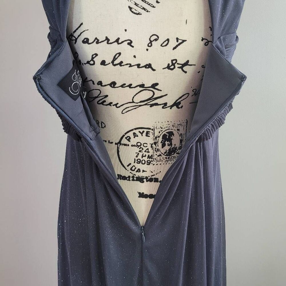 Alex Evenings 6 dark grey glitter shimmer formal dress prom babydoll cut open ba - Picture 9 of 14